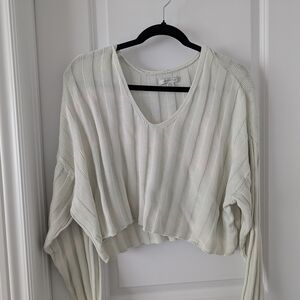 AE Women's Green/ Cream Knit Top